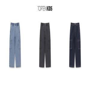 MKF4DP3211 공용 와이드 카고 데님 팬츠