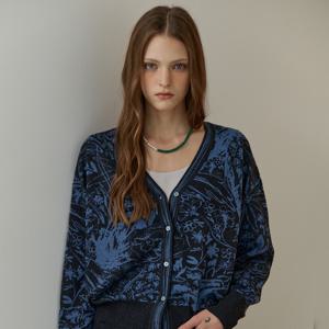 플라워 스케치 브이넥 니트 가디건