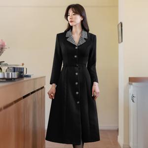 (~XXL까지) 로넨 트위드 카라 벨트 원피스 봄 가을 오피스룩 하객룩 데이트룩 모임룩 미시룩 빅사이즈