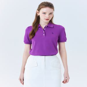 헤지스 여성 [[24SS]] HSTS4BC43V2 [클리어런스]바이올렛 솔리드 면혼방 반팔카라티셔츠