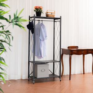 에이치플러스몰 견고한 접이식 철제 행거 3단 700 옷걸이 수납장 철제선반 앵글선반 접이식선반