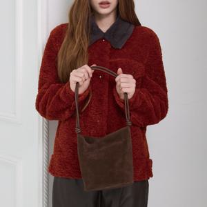 [신비][최초가169,000]소가죽 스웨이드 스트링 버킷백_TVBG250102