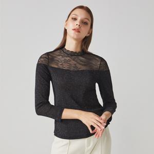 웜 수피마 커버 핏이너블라우스 펄 블랙 JMWIR0P44T