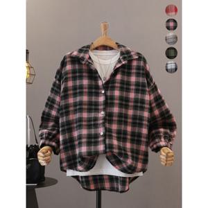 [하프클럽] 로에잇 체크 배색 박시 남방_MNBS599