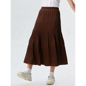 [하프클럽] 브라운 벨벳 티어드 플리츠 스커트 BHSAX2329