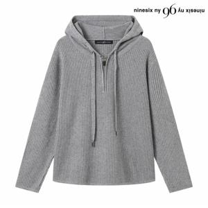 정상가:79000원 ㅣ 골지 반집업 후드 오버핏 긴팔 니트 (NP3KT020L0)