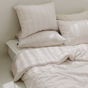 필굿 알러지케어 차렵이불세트 웜그레이 스트라이프 (SS/QK/SK)