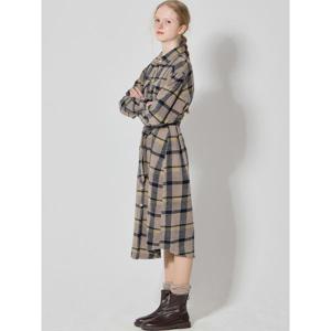 [하프클럽] 체크 셔츠 롱 원피스 (택가격 119000원)