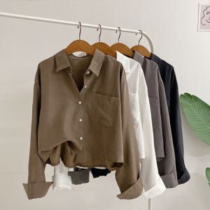 [브리치]  / 케이셔 스웨이드 포켓 무지 세미크롭 셔츠(4color)