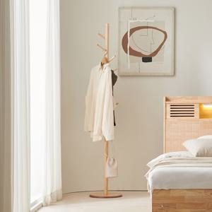 엘라인 원목 원형 스탠드 옷걸이 행거 내추럴