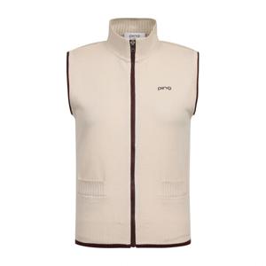 [핑골프] 여성 라인 배색 집업 니트 베스트 121E3SV281