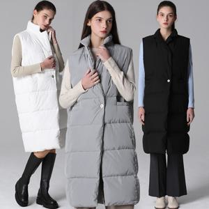 (LeOT)] 미니멀 페미닌 원버튼 패딩 롱베스트