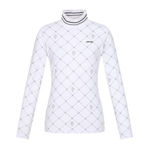 양말제공 [핑골프] 여성 선인장 패턴 반목 긴팔 이너 티셔츠 121E3TI051