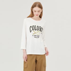 [본사] [Online Exclusive] 배색 레터링 7부 티셔츠_BATSE3541WH