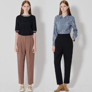 2SET (LeOT)] 여유있는 코쿤핏 핀턱 슬랙스 팬츠 2종세트