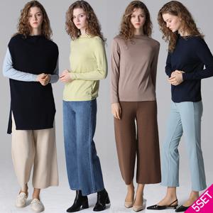 [최초가 78000원]5SET  데일리 니트롱베스트+소프트티블라우스4 5종세트