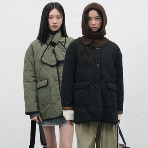 머플러 세트 노카라 퀼팅자켓 2COL/WBE3L07516