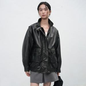 하이넥 페이크레더 블루종 BLACK / WBE3L09512