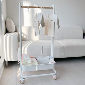 이동식 화이트 우드 키즈 행거