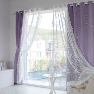까르데코 디망쉬스타 펀칭암막+샹들리에 레이스 긴창커튼4장+커튼봉15자