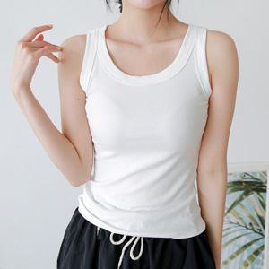 [하프클럽] 여자 W 면 태크탑 나시 U넥 베이직 코튼 민소매 레이어드 (12color)