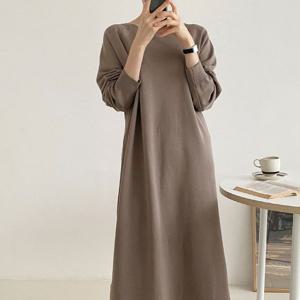 [하프클럽/567스타일]봄 가을 간절기 맨투맨 니트원피스 루즈핏 데일리룩 비스코스 임산부원피스 만삭 77사이즈