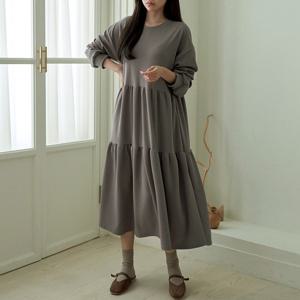 여성 라운드 캉캉 긴팔 롱 원피스 -FOP0462- 봄 가을