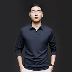 가을 오픈 카라티 남자 정장티 긴팔 카라티셔츠