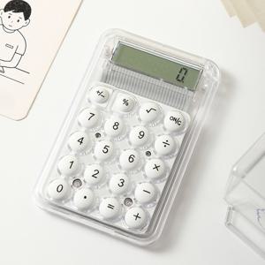 [팬시투데이] 버블톡 휴대용 포켓 귀여운 투명 미니 계산기 화이트