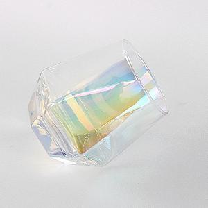 홀로그램 유리컵 육각컵 300ml / 오로라 글라스 와인 주스 쥬스컵 음료수컵 물잔 잔