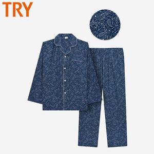 남자가을잠옷 순면잠옷 상하 세트 긴팔 9부 파자마 카라넥 아버지 선물