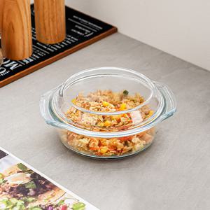 원형 내열유리 뚜껑 오븐그릇 전자레인지 용기 700ml 내열유리찜기 전자레인지용 유리용기