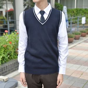 보풀방지 네이비 화이트라인 롱 교복조끼남자