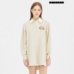 아울렛 카라 배색 롱 티셔츠 SATS35361_BG