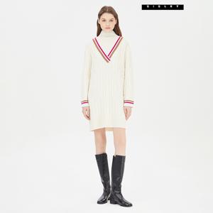 아울렛 배색 케이블 니트원피스 SAKO32361_IV