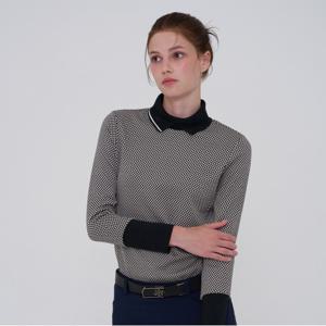 여성 지도리 자카드 하이넥(X2TLU8456BK)