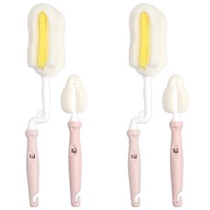 회전형 젖병솔 + 젖꼭지솔 브러쉬 세척솔 세트 인디핑크 x 2개