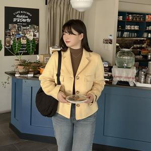 [공구우먼] [제작] [김민경 화보]케이뉴 핸드메이드 크롭 울 자켓 67301 빅사이즈 여성의류