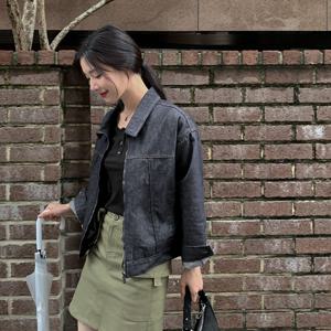 [제작] 타니오 크롭 데님 집업 점퍼 72096 빅사이즈 여성의류