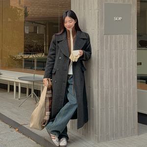 [공구우먼] [제작] 첼링 루즈핏 울 체크 롱 코트 73041 빅사이즈 여성의류