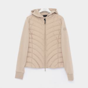 패치로고 사선 퀼팅 패딩 믹스 후드 여성 자켓 8G00020 809KZ 21E