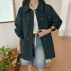 [제작] 비니 루즈핏 포켓 카라 자켓 80371 빅사이즈여성의류