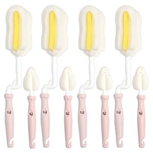 회전형 젖병솔 + 젖꼭지솔 브러쉬 세척솔 세트 인디핑크 x 4개