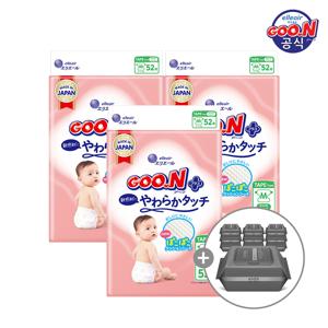 군 기저귀 플러스 소프트터치 밴드 중형(M) 52P x 3팩 (+2박스 구매 시 물티슈 10팩)