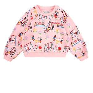 [키즈]여아 핑크 플레이그라운드 셔링 맨투맨 티셔츠_BU53MR401