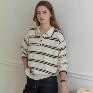 [아워호프] Carolyn Stripe Collar Knit - Ivory [H25FA-KN03-IVO]