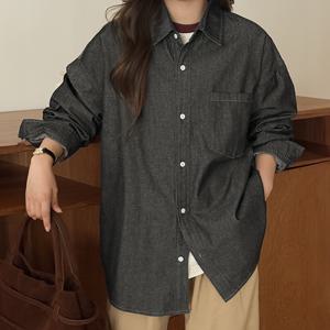 [제작] [남녀공용] 크러쉬 리얼루즈 데님 셔츠 84208 빅사이즈 여성의류