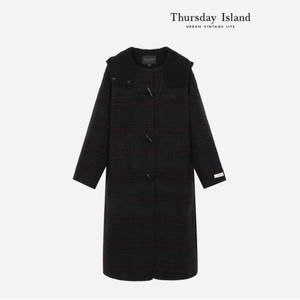 [Thursday Island] 후드카라 체크핸드메이드 더플코트(T238MCT254W)