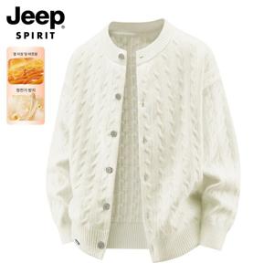 JEEP SPIRIT 남녀공용 꽈배기 니트 스웨터 가을 캐주얼 카디건