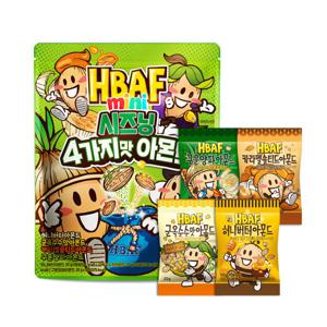(신선집중) HBAF 바프 미니 시즈닝 4가지맛 아몬드 (20g 20봉) 허니버터 군옥수수 카라멜 구운양파 아몬드